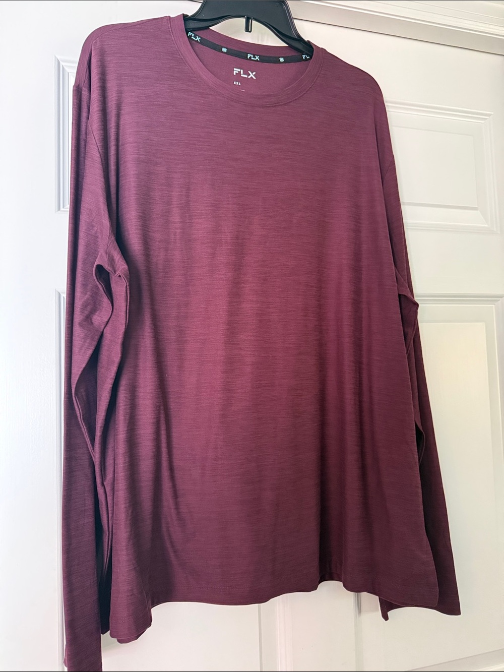 Men’s Long Sleeve Crew Neck Shirt - Maroon FLX Luxury Soft Size XXL NWT
